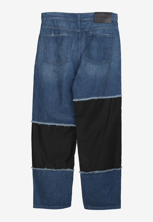 Distressed Paneled Jeans