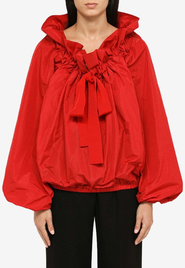 Drawstring Puff-Sleeved Top
