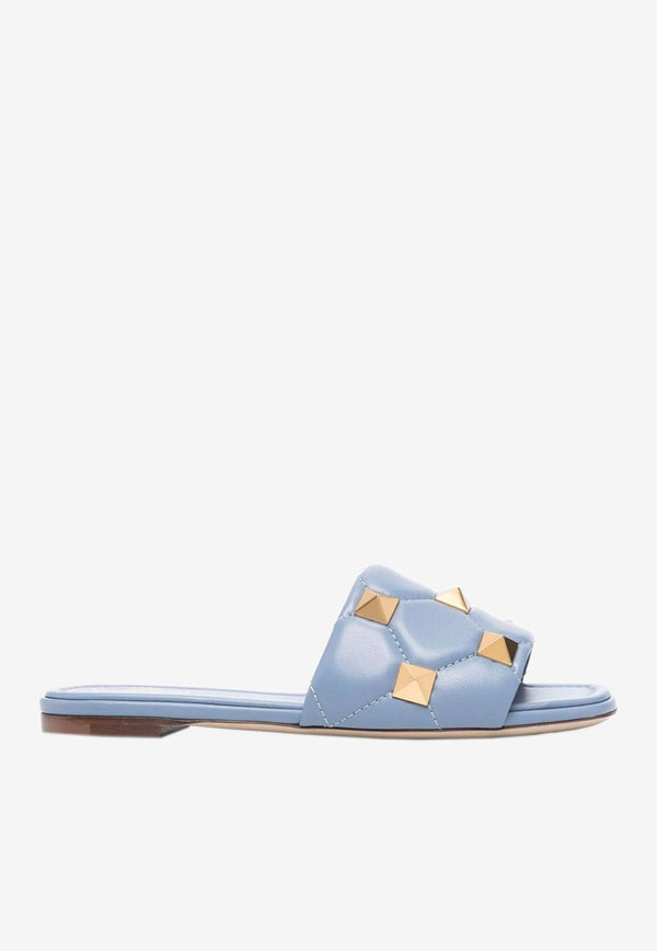 Roman Stud Quilted Flat Sandals in Nappa Leather