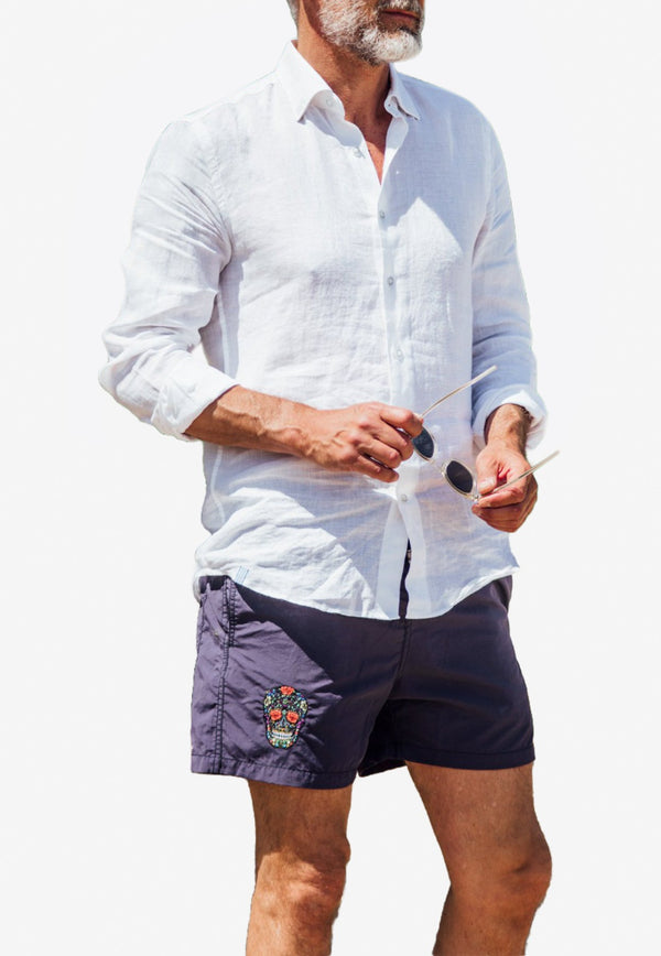 Ermitage Court Mexican Head Swim Shorts in Navy